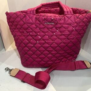 MZ Wallace Medium Metro Tote Deluxe - Sequin Embellished Bright Fuschia